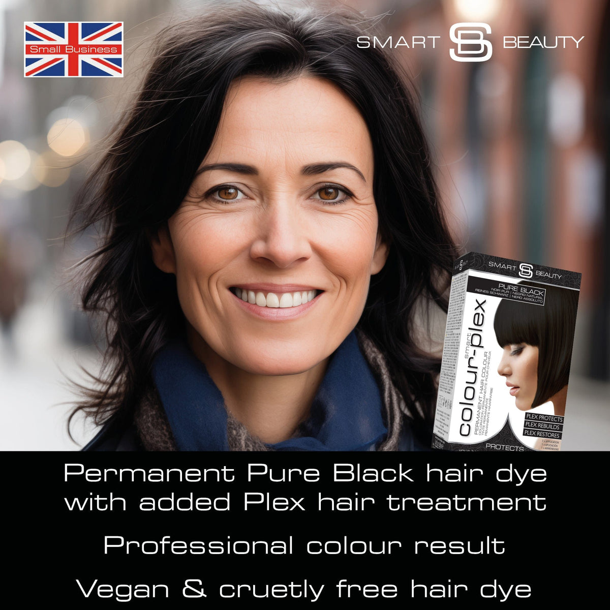 Pure Black Hair Dye with Added Plex Hair Care Conditioner, Permanent Hair Colour