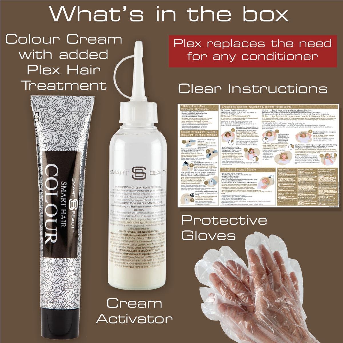 Smart Beauty Espresso Brown Hair Dye with Added Plex Hair Care Conditioner, Permanent Hair Colour