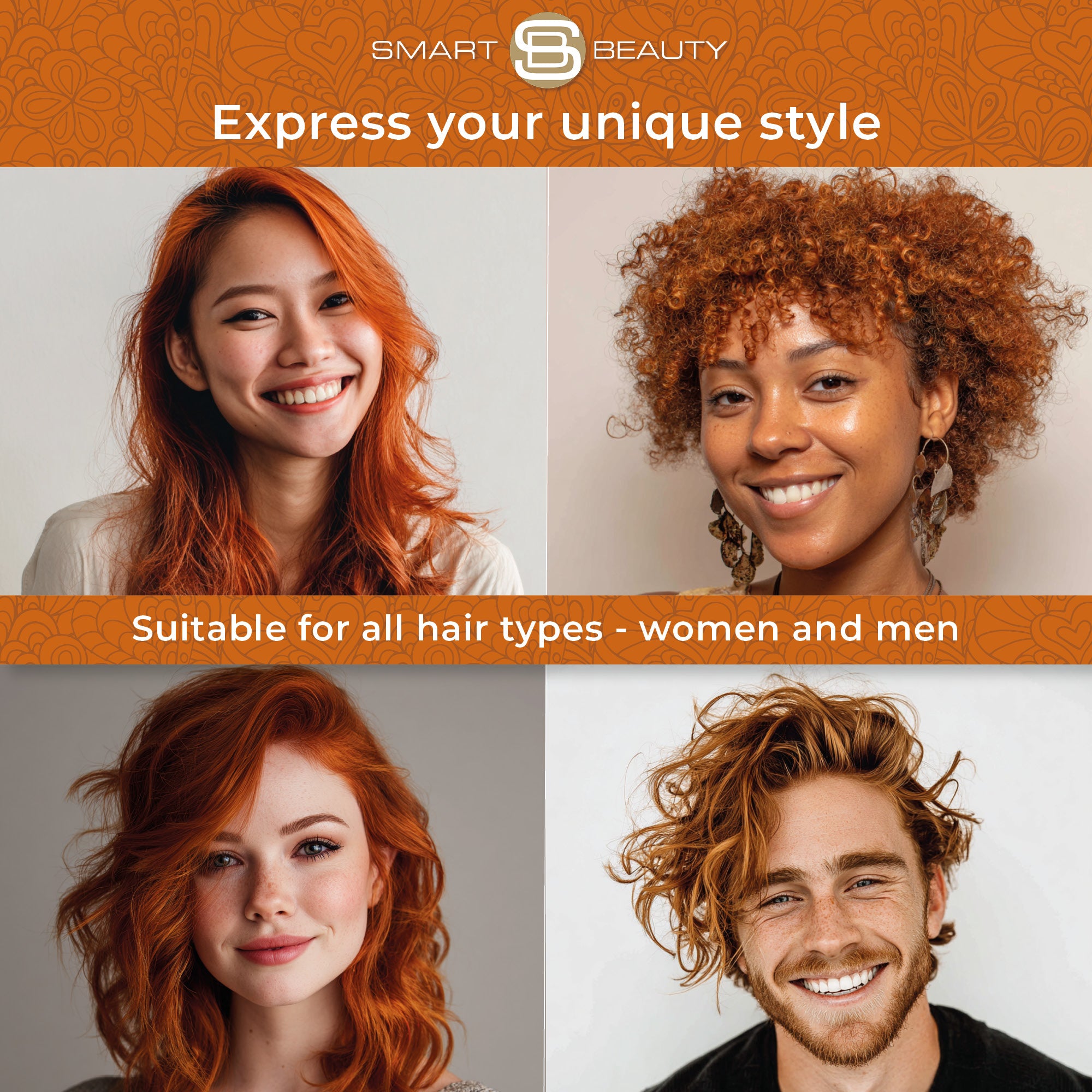 Smart Beauty Amber Copper Hair Dye with Added Plex Hair Care Conditioner, Permanent Hair Colour