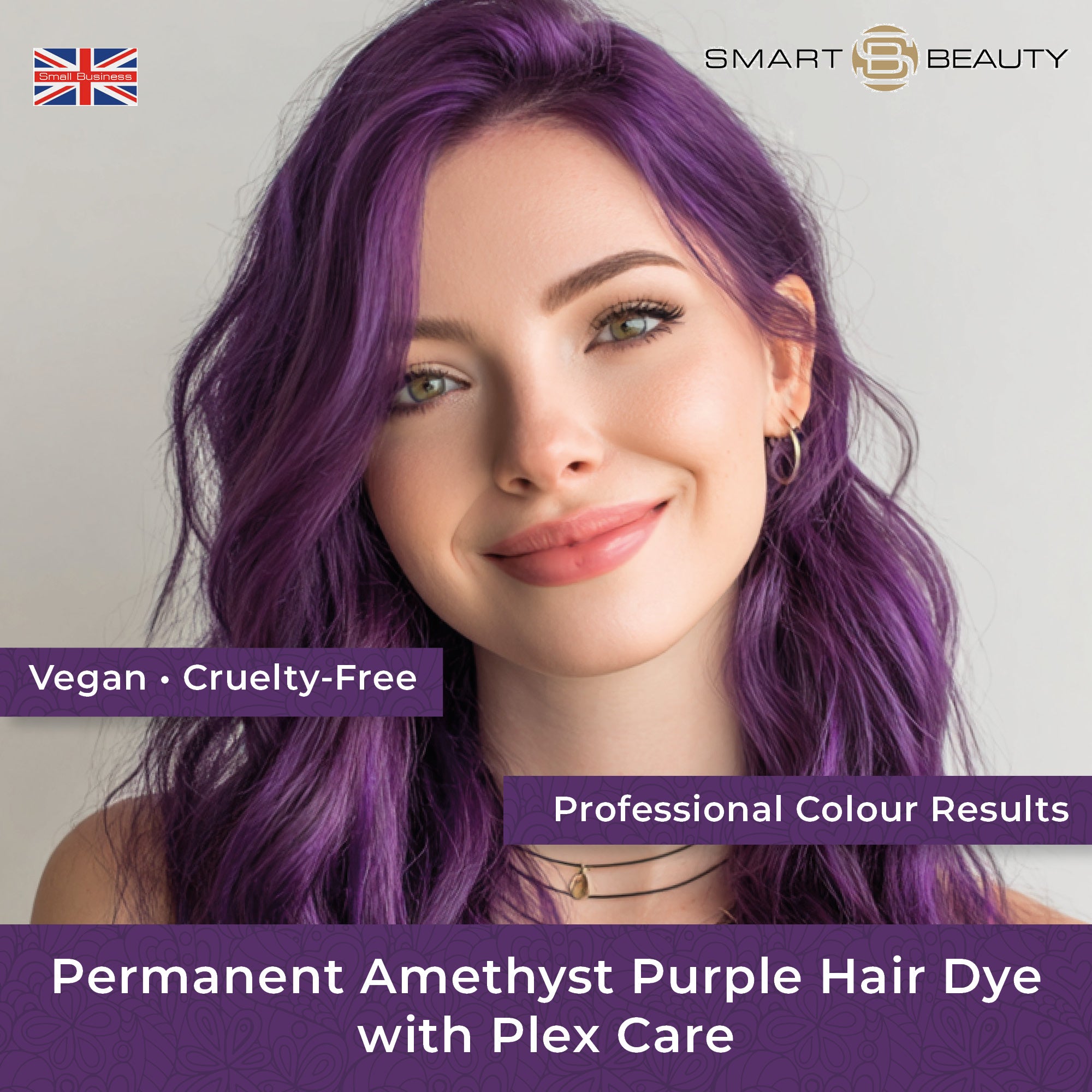 Smart Beauty Amethyst Purple Hair Dye with Added Plex Hair Care Conditioner, Permanent Hair Colour