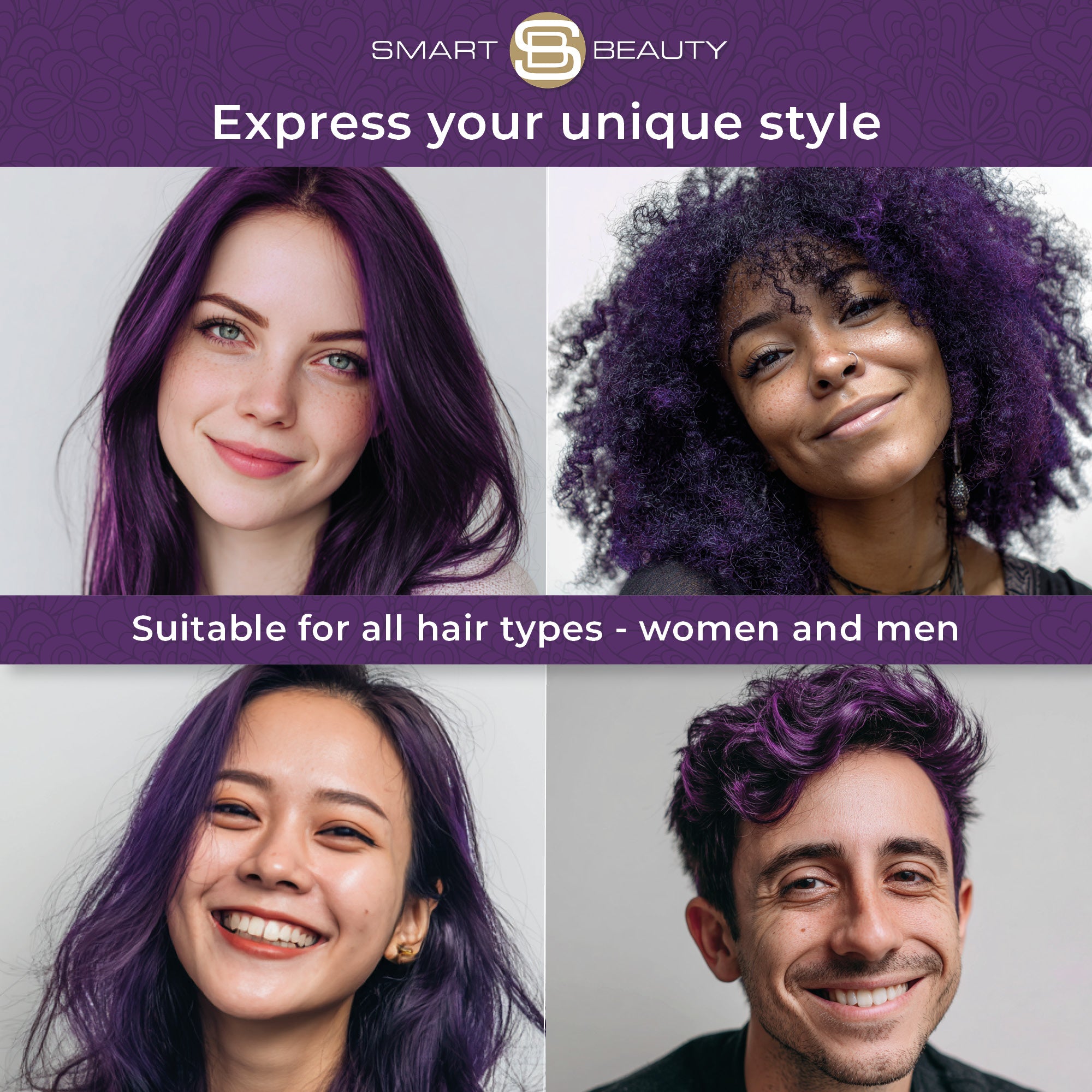 Smart Beauty Amethyst Purple Hair Dye with Added Plex Hair Care Conditioner, Permanent Hair Colour