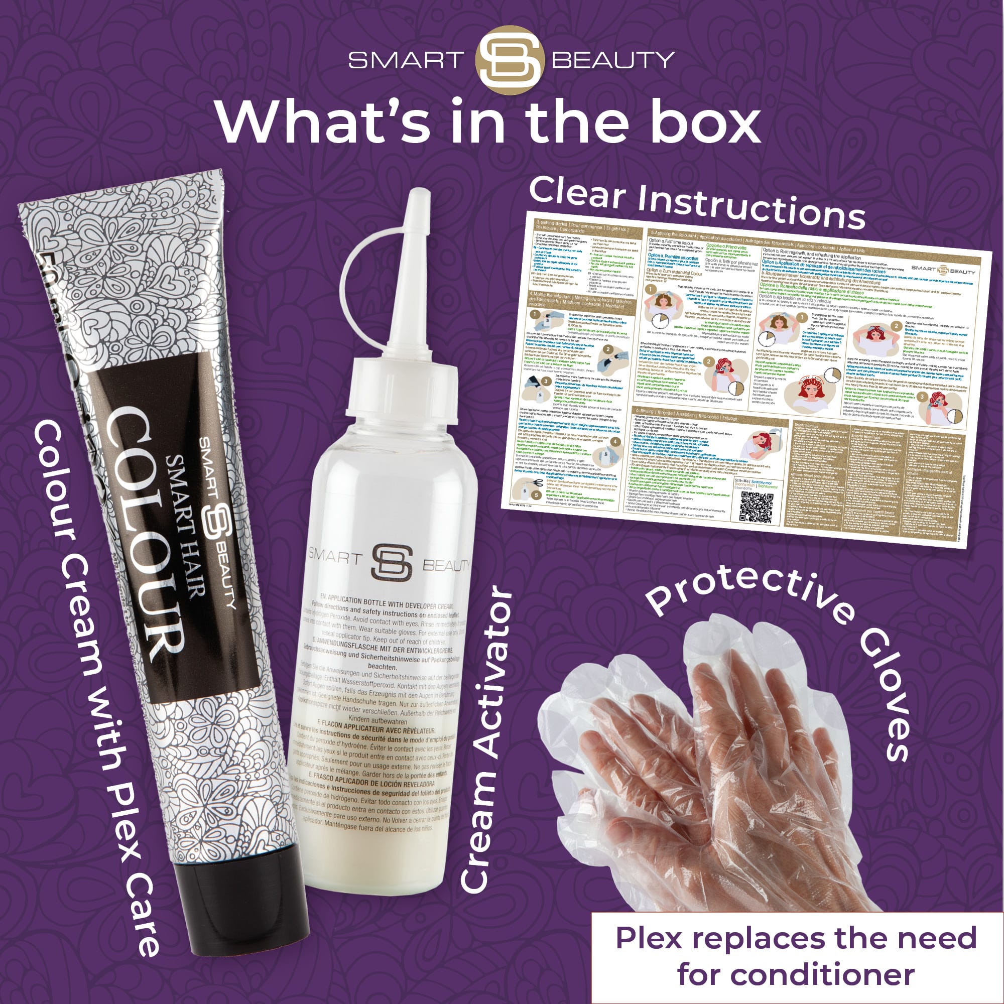 Smart Beauty Amethyst Purple Hair Dye with Added Plex Hair Care Conditioner, Permanent Hair Colour