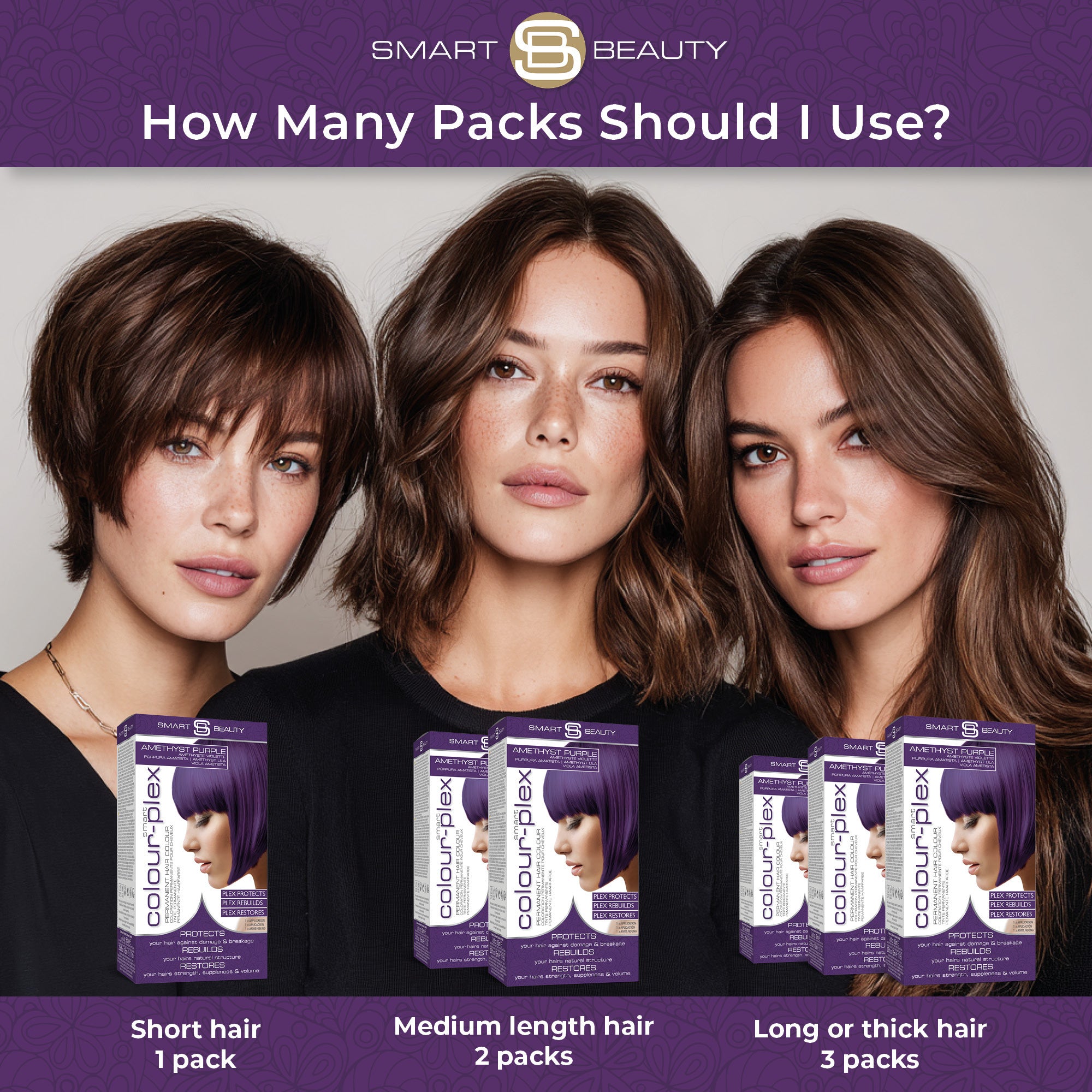 Smart Beauty Amethyst Purple Hair Dye with Added Plex Hair Care Conditioner, Permanent Hair Colour