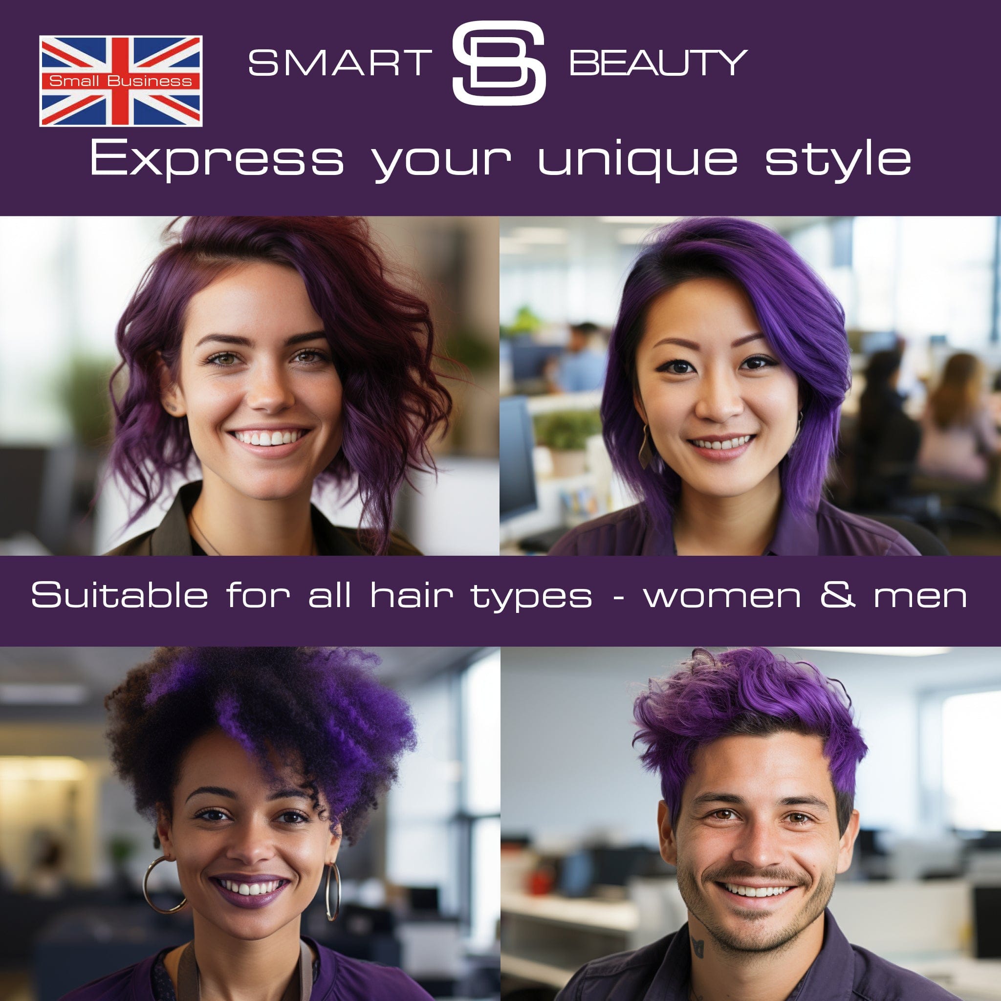 Smart Beauty Amethyst Purple Hair Dye with Added Plex Hair Care Conditioner, Permanent Hair Colour
