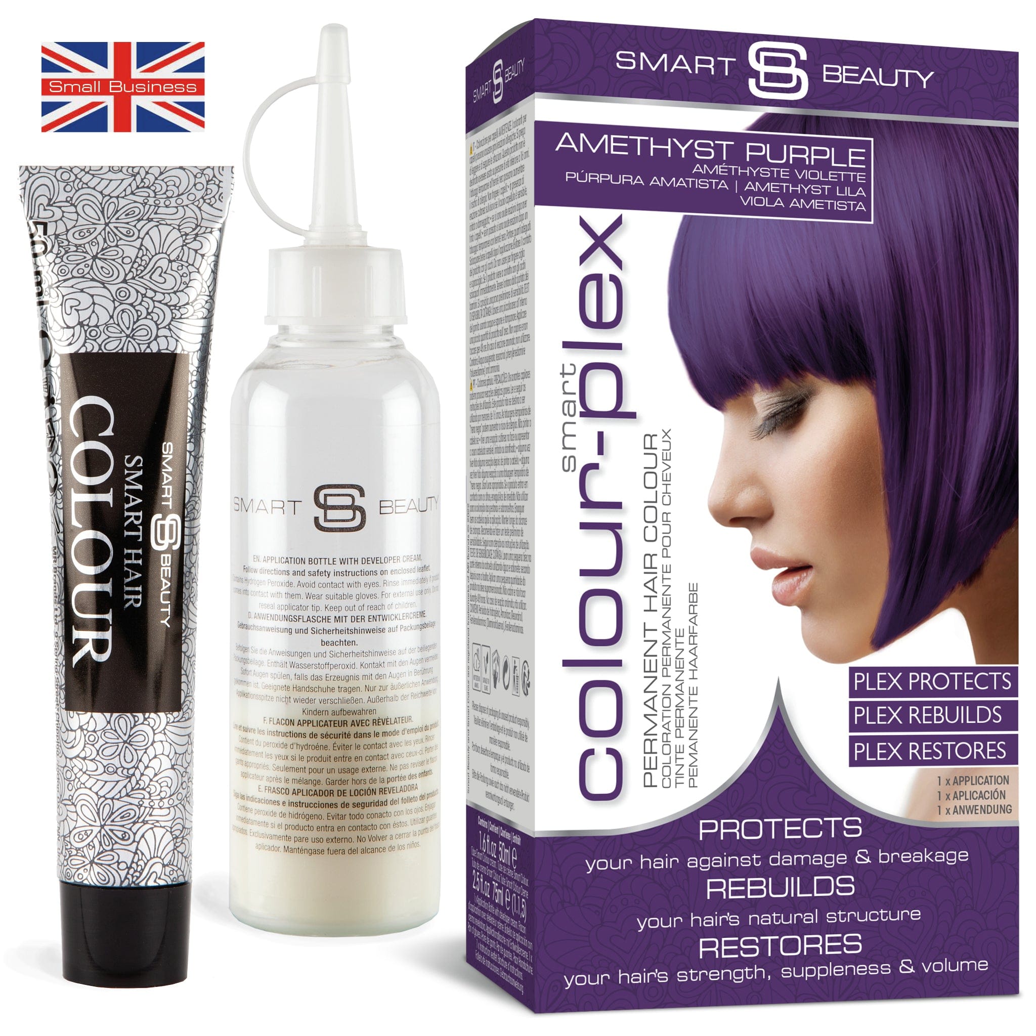 Smart Beauty Amethyst Purple Hair Dye with Added Plex Hair Care Conditioner, Permanent Hair Colour