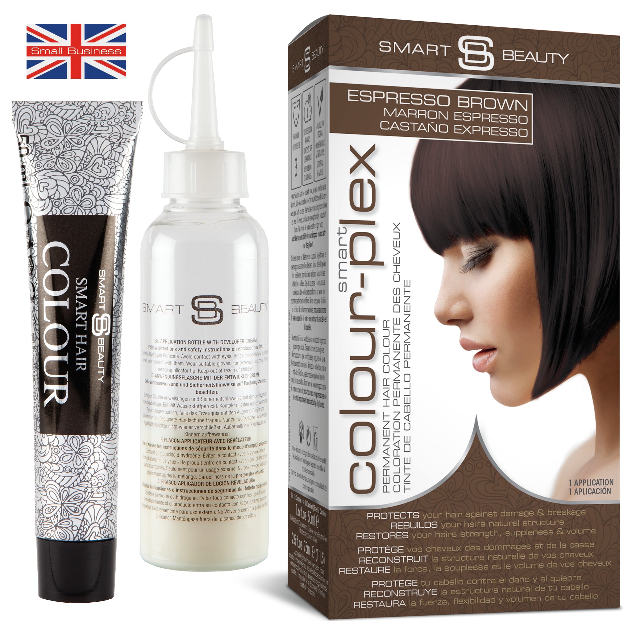 Smart Beauty Espresso Brown Hair Dye with Added Plex Hair Care Conditioner, Permanent Hair Colour