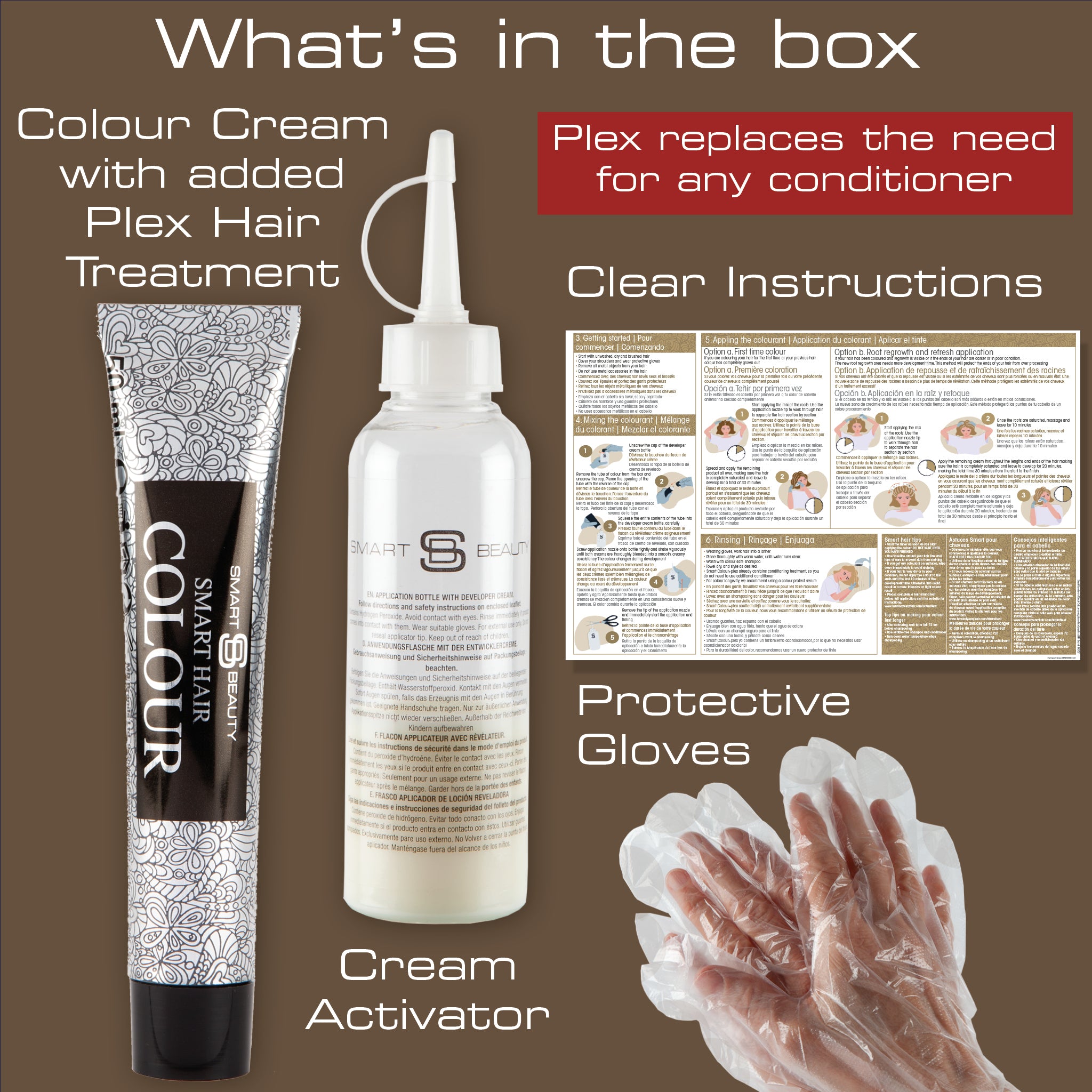 Smart Beauty Espresso Brown Hair Dye with Added Plex Hair Care Conditioner, Permanent Hair Colour