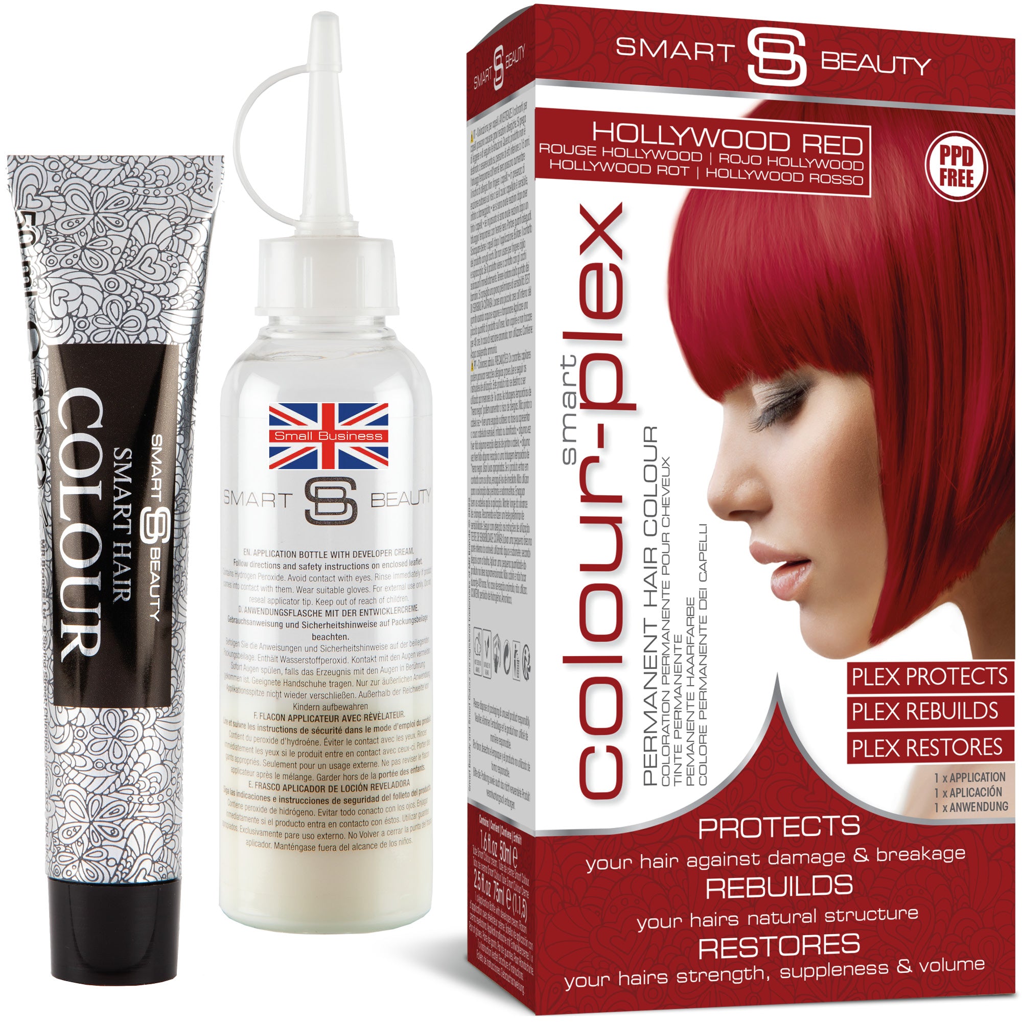 Smart Beauty Hollywood Red Hair Dye with Added Plex Hair Care Conditioner, Permanent Hair Colour