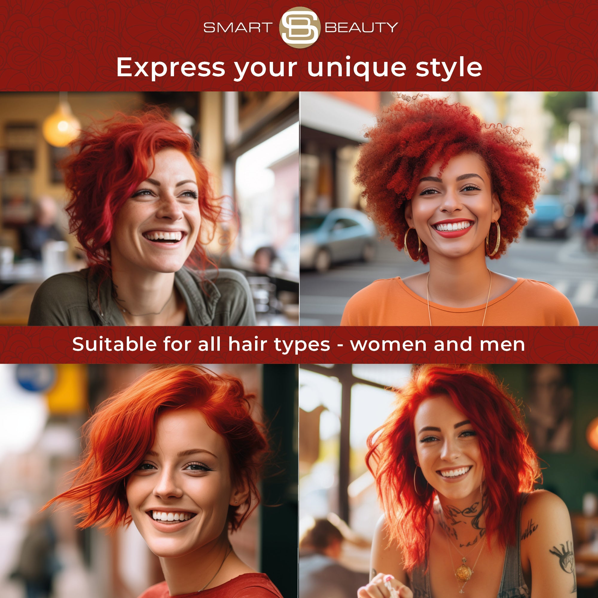 Smart Beauty Hollywood Red Hair Dye with Added Plex Hair Care Conditioner, Permanent Hair Colour