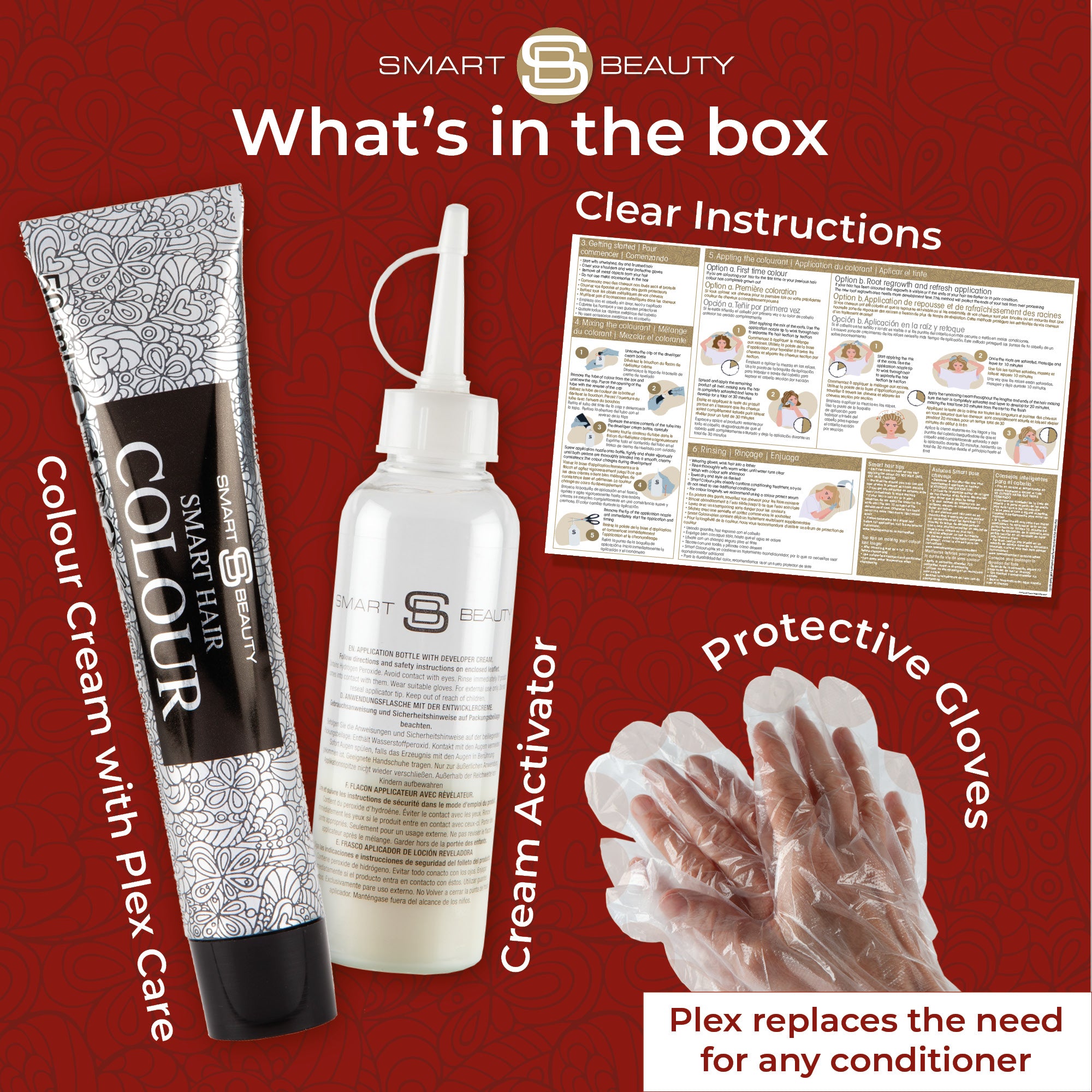 Smart Beauty Hollywood Red Hair Dye with Added Plex Hair Care Conditioner, Permanent Hair Colour