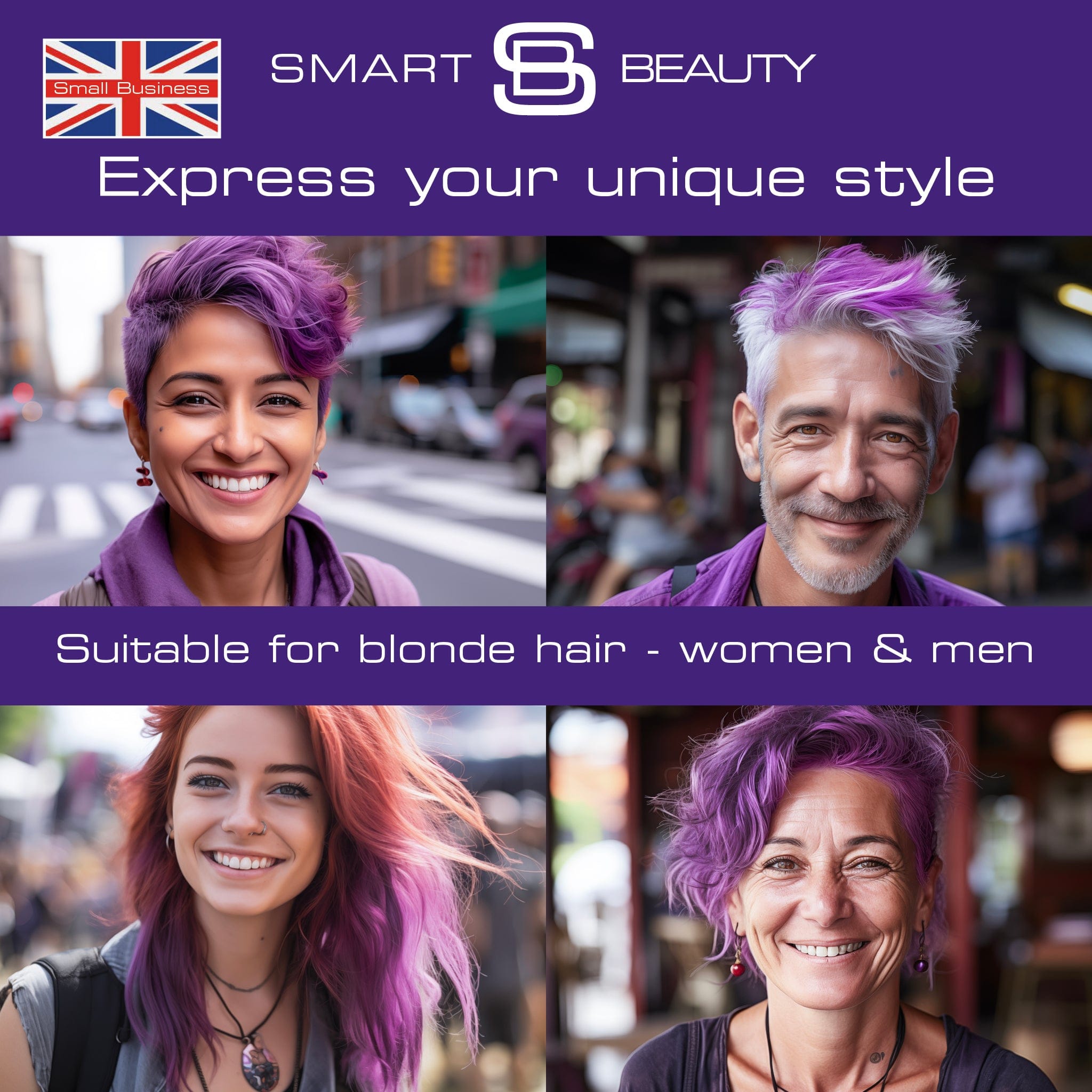 Smart Beauty Amethyst Purple Hair Dye with Added Plex Hair Care Conditioner, Permanent Hair Colour