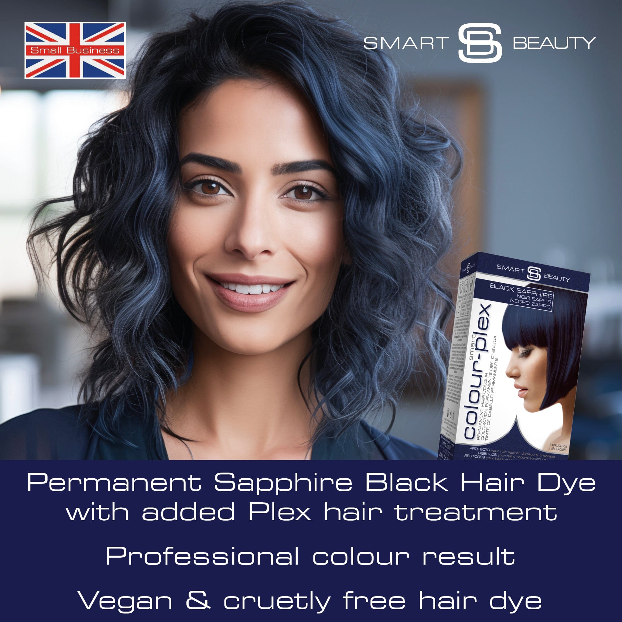 Smart Beauty Black Sapphire Hair Dye with Added Plex Hair Care Conditioner, Permanent Hair Colour